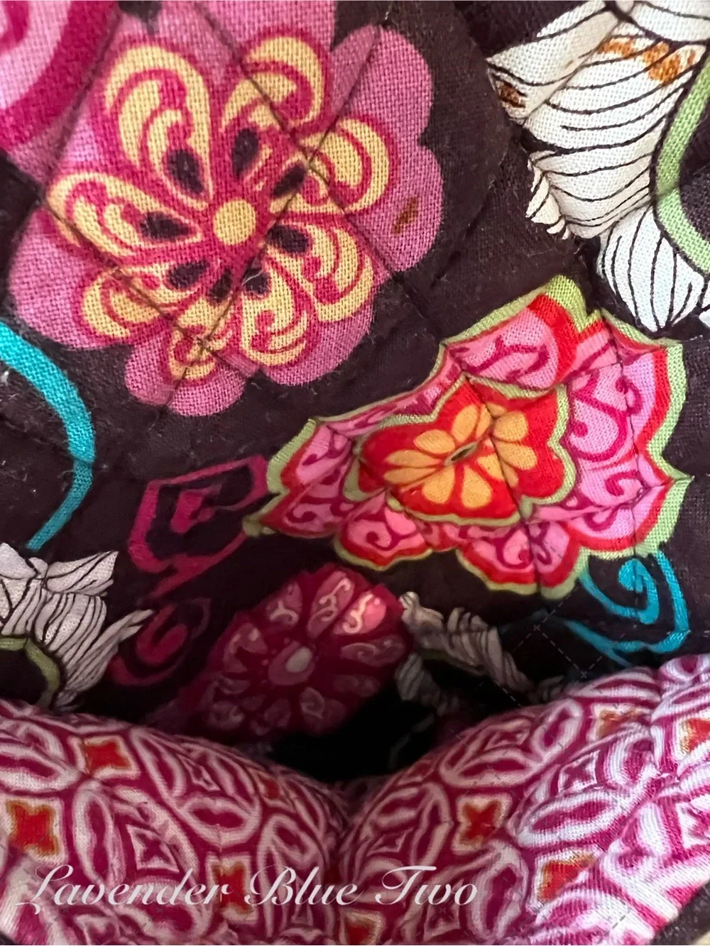 Vintage VERA BRADLEY Mod Floral Pink 2007 Hipster Paisley Brown USA Crossbody